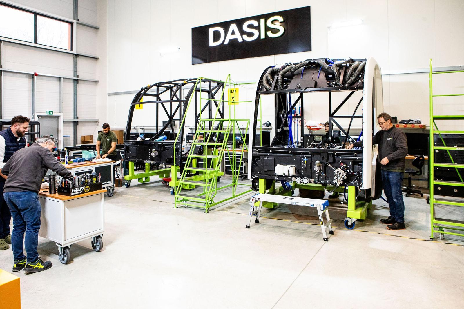 DASIS workshop with vehicle chassis under assembly