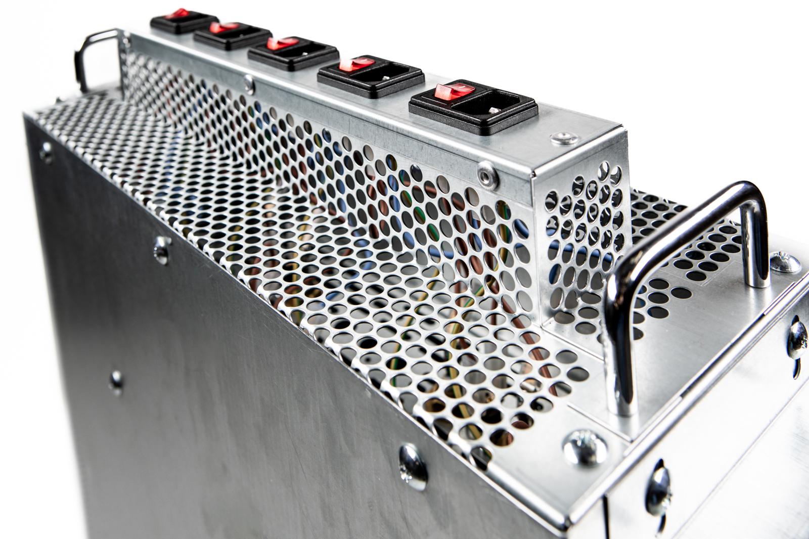 A precision perforated aluminium enclosure of the kind used in aerospace and defence assemblies