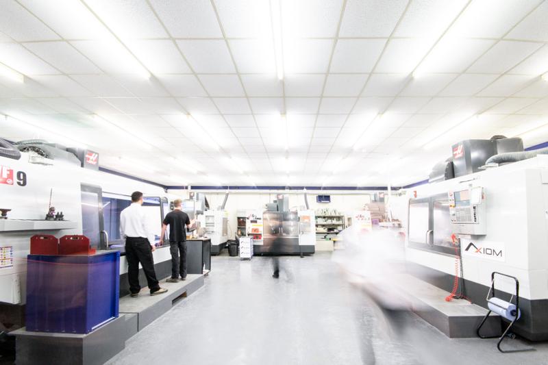 Wide view of the Axiom manufacturing facility floor