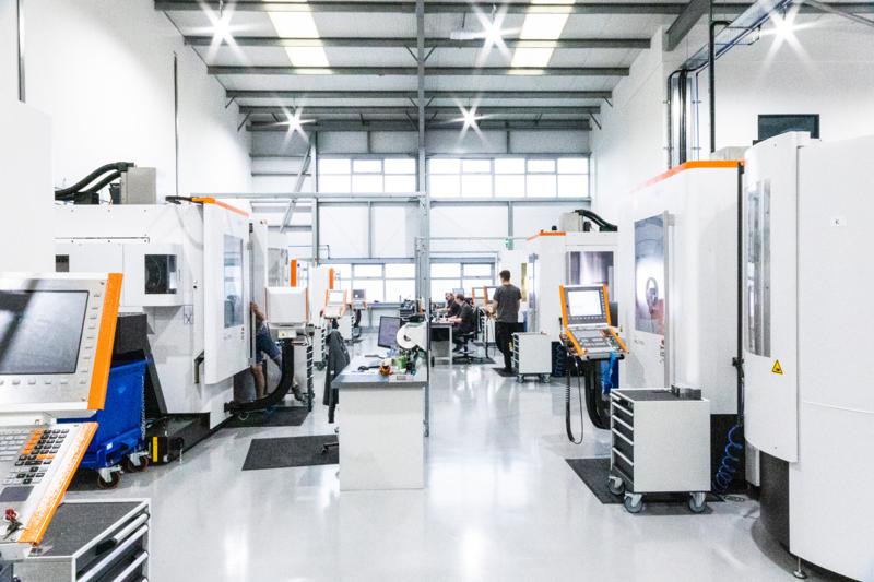 Bright interior of the Velocetec CNC workshop