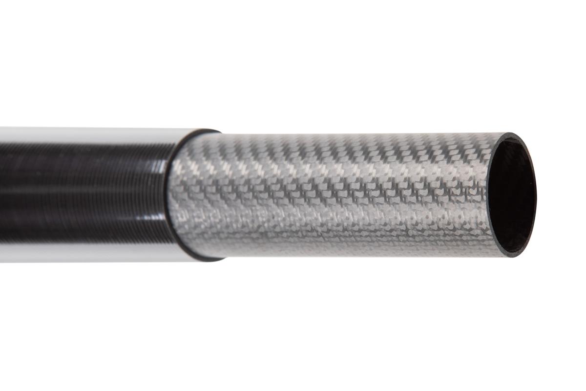 Close-up of woven carbon fibre tubes made by Carbon Fibre Tubes Ltd