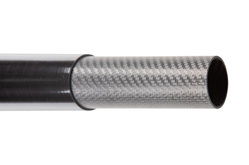 Close-up of woven carbon fibre tubes made by Carbon Fibre Tubes Ltd