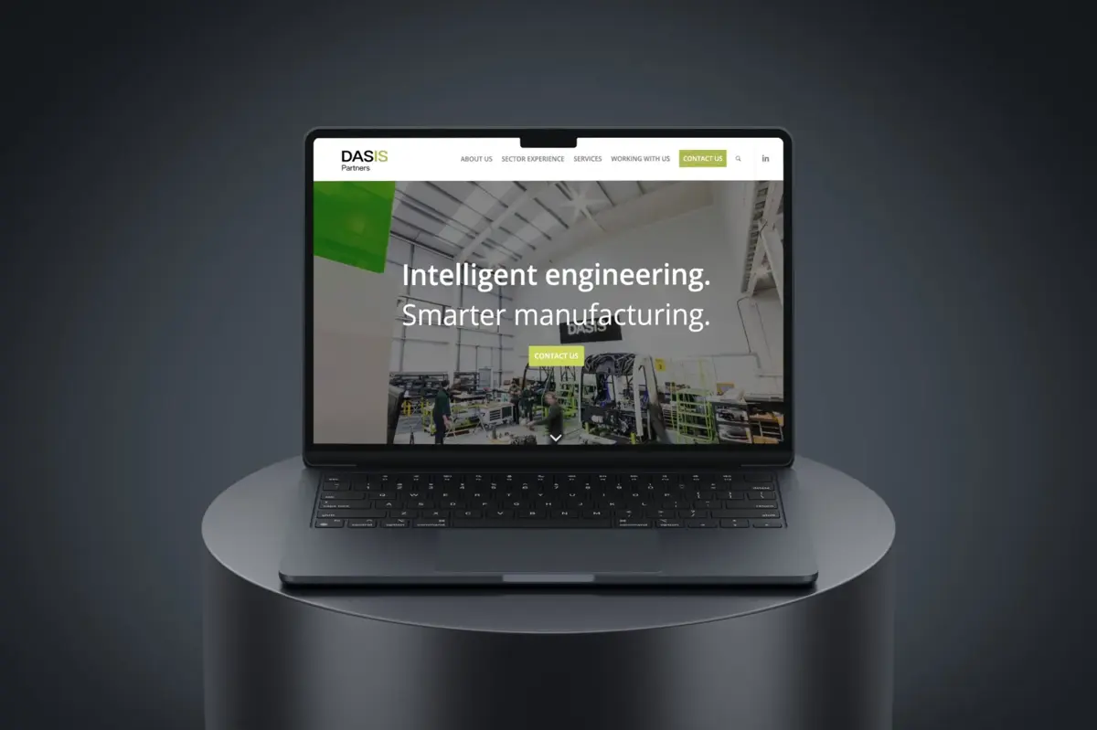 DASIS website on a laptop with the tagline intelligent engineering, smarter manufacturing