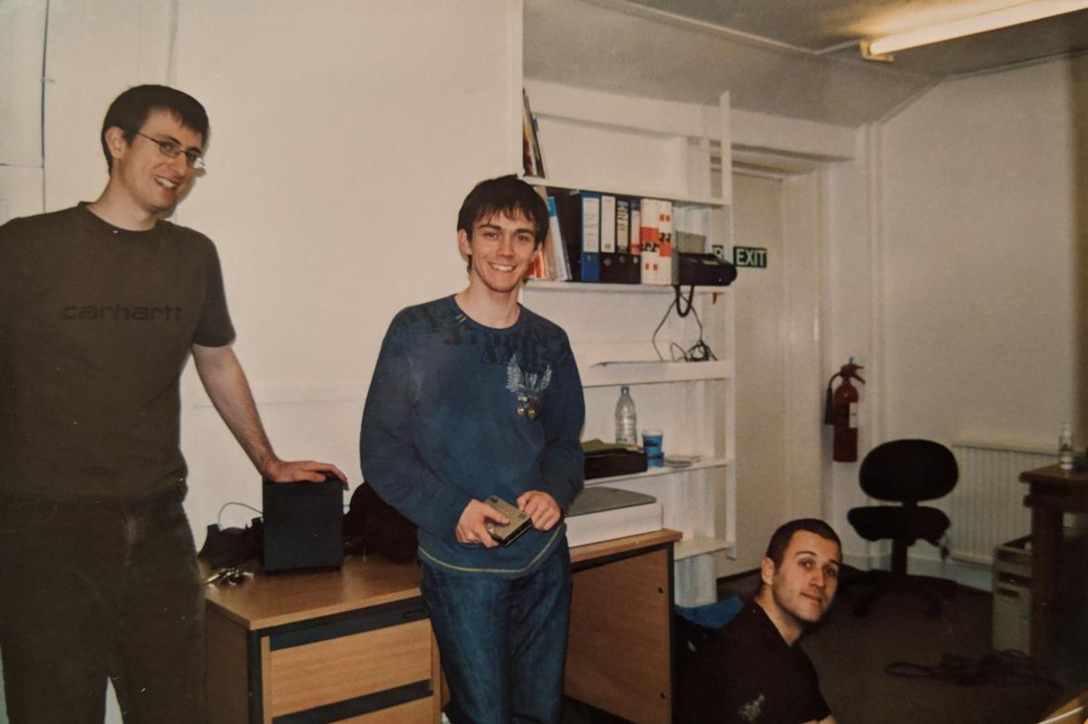 Two team members in the DBS Media office in 2004