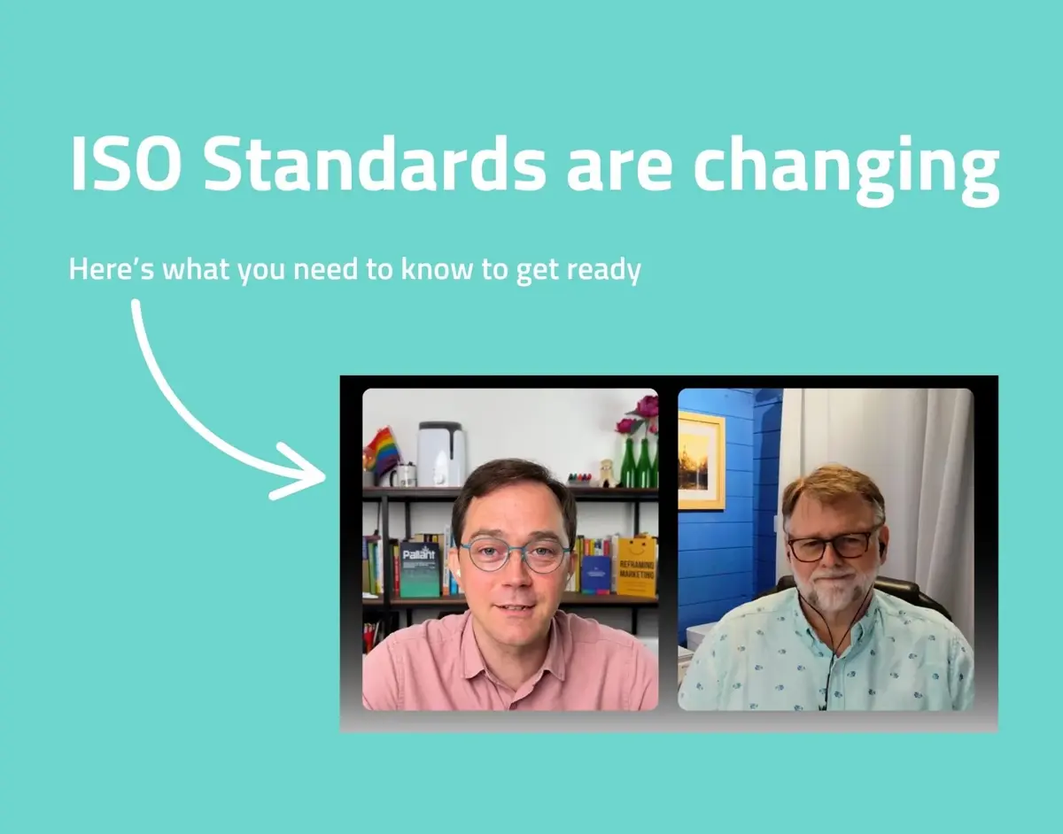 Blog graphic: ISO standards are changing, with two presenters