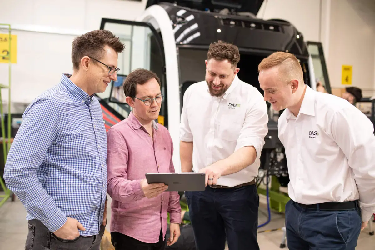 Pallant consultants meeting a manufacturing client on the factory floor