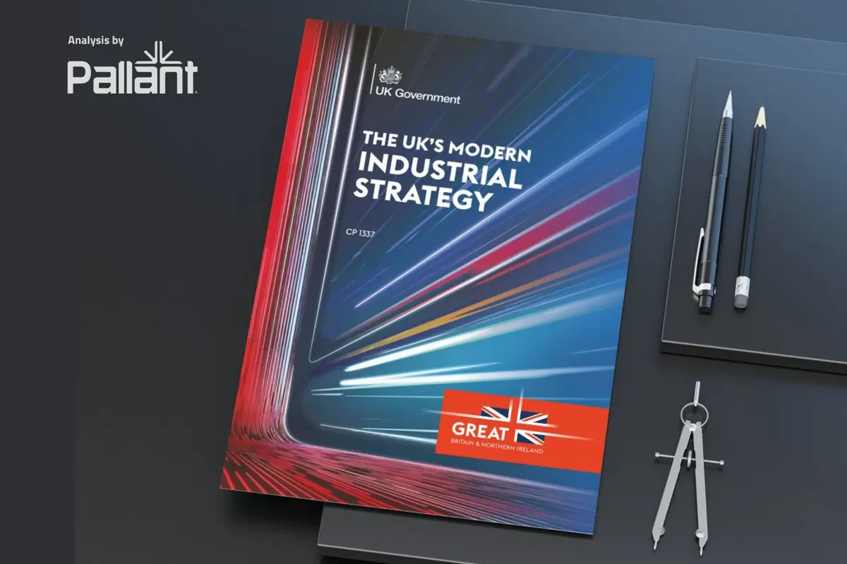 Flat-lay of the UK's Modern Industrial Strategy brochure by Pallant